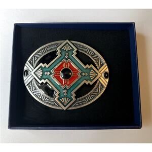 Jean's Friend Native American Southwest Cross Silver Plated Belt Buckle